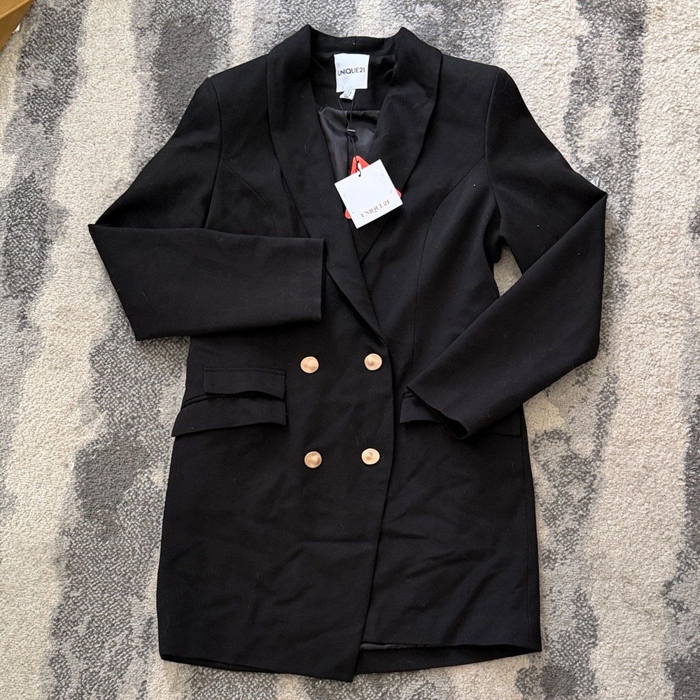 NWT Black Blazer Dress with Gold Buttons